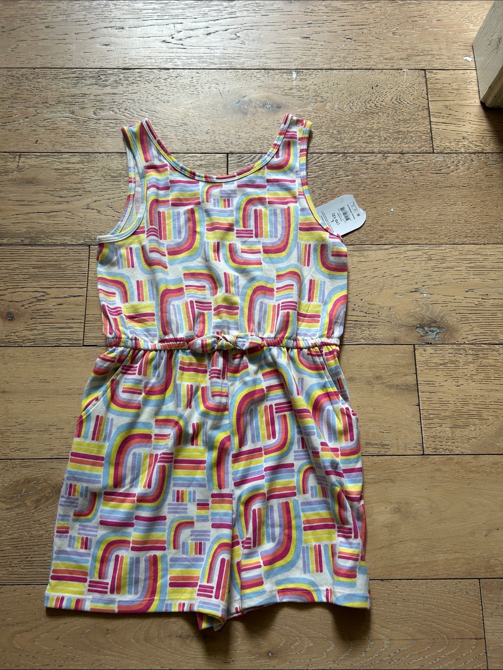 Girls' Sleeveless Rainbow Geo Romper - Multicolor